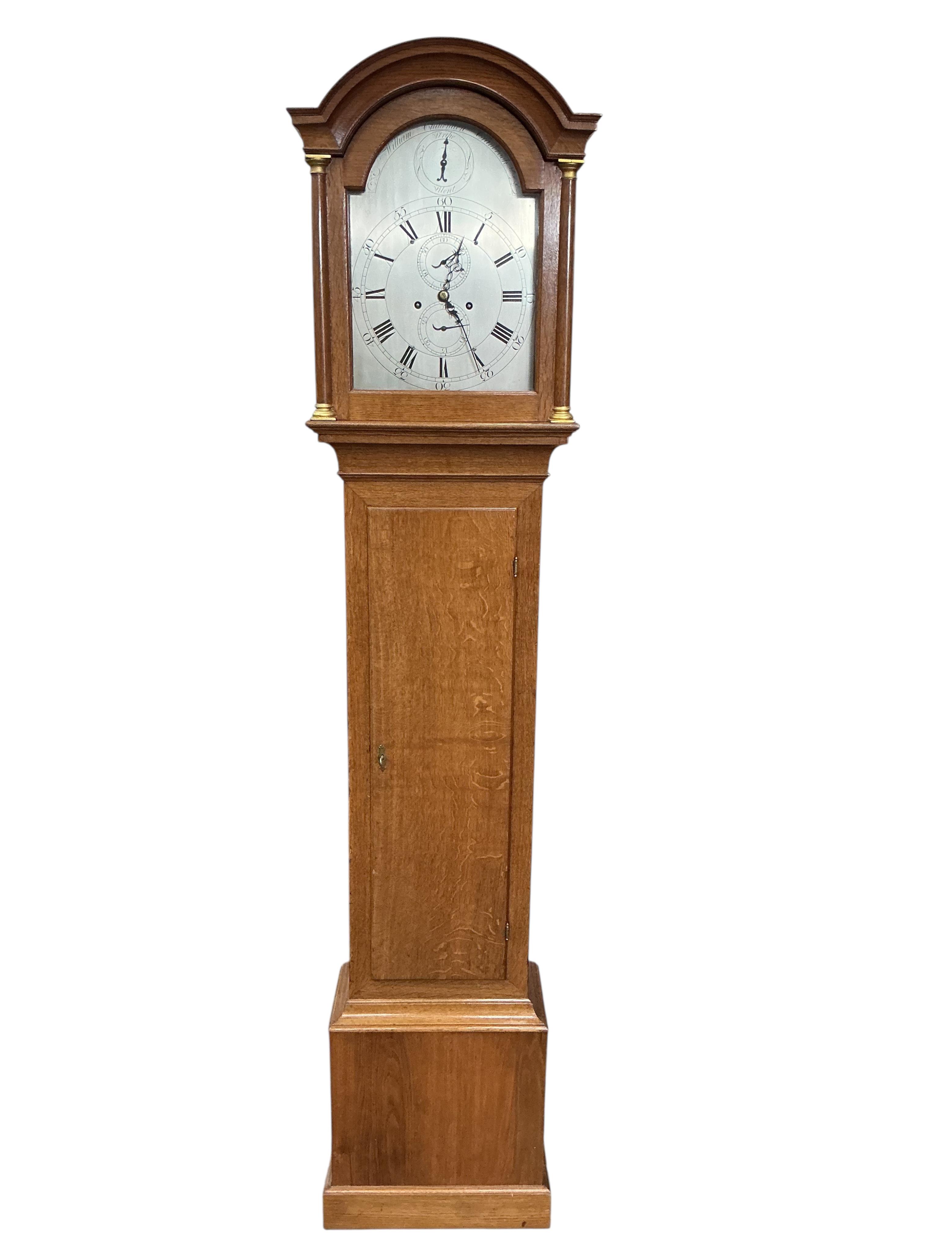 A 19th century light oak eight day longcase clock, marked William Chittenden, Cranbrook, height 213cm